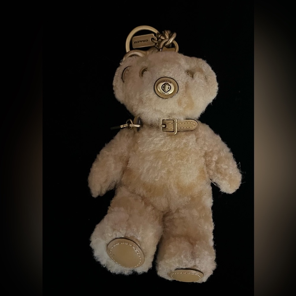 Coach RARE Shearling Teddy Bear Keychain - Picture 4 of 9